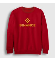 Presmono Unisex Beyaz Logo V2 Binance Bitcoin Sweatshirt 324962tt (Kırmızı)