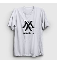 Presmono Unisex Sarı Logo V2 K-Pop Monsta X T-Shirt 274780tt (Beyaz)