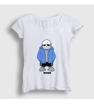 Presmono Kadın Sarı Blue Coat Sans Undertale T-Shirt 31809tt (Beyaz)