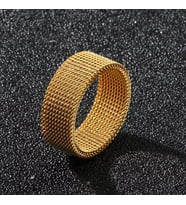 unısex hasır örgü çelik yüzük 8 mm (Altın)