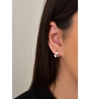 Papatya Silver 925 Ayar Gümüş Zirkon Taşlı Lacivert Tohumlu Frezya Çiçeği Küpe (Rose)