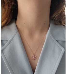 lotus çiçeği model bayan gümüş kolye (Pembe)