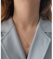 lotus çiçeği model bayan gümüş kolye (Pembe)