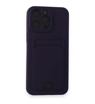 IPHONE 15 PRO UYUMLU KELVİN KARTVİZİTLİ SİLİKON KILIF (Mor)