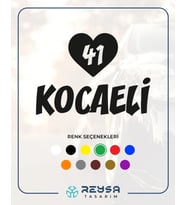 Kalpli 41 Kocaeli Araba Sticker siyah 20x15 CM (Siyah)
