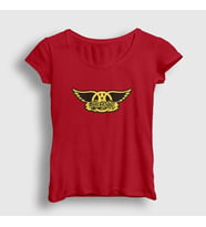 Presmono Kadın Sarı Yellow Aerosmith T-Shirt 7328tt (Kırmızı)