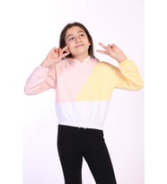 Toontoy Kız Çocuk Garnili Kapüşonlu Sweatshirt (Pudra)