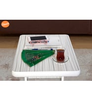 Tekerlekli Mdf C Yan Sehpa Koltuk Yanı Sehpa Salon Sehpa Ofis Sehpa Laptop Sehpası (Beyaz)