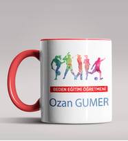 Kişiye Özel Beden Eğitimi Öğretmeni Tasarımlı Siyah Renk Kupa 3 (Kırmızı)