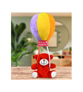 Oyuncak Uçan Balonlu Ayıcık (Kırmızı)