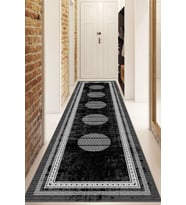 Dijital Baskılı Kaymaz Taban Yıkanabilir Modern Yolluk Ve Koridor Halısı NDU-SD-1081 (Siyah)