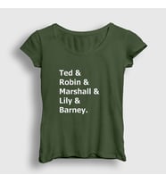 Presmono Kadın Sarı Names How I Met Your Mother T-Shirt 195491tt (Haki)