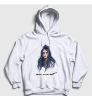 Presmono Unisex Beyaz PO Billie Eilish Kapüşonlu Sweatshirt 154783tt (Beyaz)