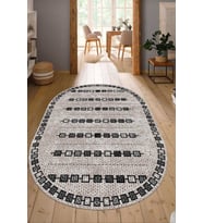 Dijital Baskılı Kaymaz Taban Yıkanabilir Oval Salon Halısı Mutfak Halısı Yolluk NDO-SD-1011 (Çok Renkli)