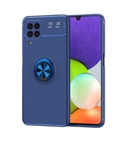 Galaxy M32 Kılıf Zore Ravel Yüzüklü Silikon Kılıf (Mavi)