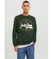 Jack & Jones Erkek Bisiklet Yaka Sweatshirt - 12236177 (Koyu Yeşil)