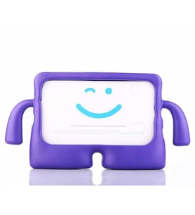 Apple iPad Mini 6.nesil 2021 Uyumlu Kılıf Case, Tutma Kollu ve Standlı Yumuşak Dokulu Ultra Koruyucu Çocuk Tablet Silikon Kılıf (Mor)