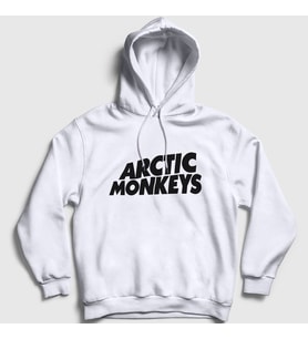 Presmono Unisex Gri Logo Arctic Monkeys Kapüşonlu Sweatshirt 14516tt (Beyaz)