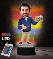Doğum Günü Hediyesi,Sevgiliye Hediye, Kişiye Özel Fotoğraflı Baba 2 Karikatür 3D Led Lamba (RGB)