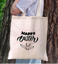 BK Gift Happy Easter Tasarımlı Kanvas Bez Çanta, Baskılı Omuz Çantası, Alışveriş Çantası, Plaj Çantası, Arkadaşa Hediye (Model 2)