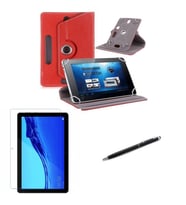 Redmi Pad 6 Tablet Uyumlu Standlı Tablet Kılıfı+Nano Kırılmaz Ekran Koruyucu+Dokunmatik Kalem (Kırmızı)