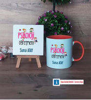 Psikoloji Öğretmeni Dekoratif Taş, Kupa Bardak Kırmızı Hediye (Model 12)