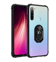 Xiaomi Redmi Note 8 Kılıf Şeffaf Sararmaz Yüzüklü Mola Kapak (Siyah)