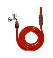 Plasyay Yerli Düz Sulama ve Yıkama Hortum ve Lans Başlıklı 10 Metre Set (Turuncu)