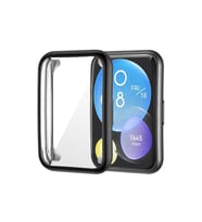 Huawei Watch Fit 2 Uyumlu 360 Koruma Full Koruma Silikon Kılıf (Siyah)