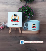 Erkek Polis Dekoratif Taş, Kupa Bardak Kırmızı Hediye (Model 7)