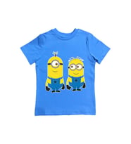 Minions baskılı pamuklu penye kumaş yazlık çocuk tişört (Mavi)