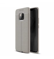 Huawei Mate 20 Pro Kılıf Deri Tarzı Niss Silikon Case (Gri)