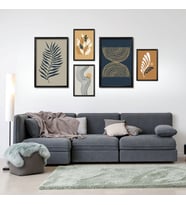 5'li Ahşap Lamine Çerçeveli Mdf Tablo Seti Modern Soyut Tasarım (Siyah)