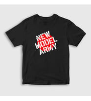 Presmono Unisex Çocuk Beyaz Logo Rock New Model Army T-Shirt 485619tt (Siyah)
