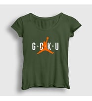 Presmono Kadın Beyaz Air Goku Anime Dragon Ball T-Shirt 235638tt (Haki)