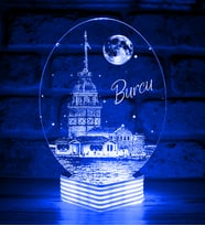 Kişiye Özel, Kız Kulesi 3D Led Lamba (Mavi)