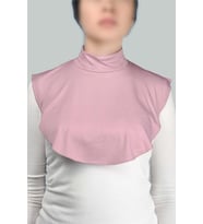 Düz Balıkçı Yaka Boğazlı Penye Tesettür Boyunluk (Koyu Pembe)