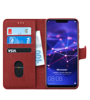 Microsonic Huawei Mate 20 Lite Kılıf Fabric Book Wallet (Kırmızı)