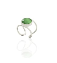 Kadir Jewellery 925 Ayar Gümüş Kaplama Zirkon Taşlı  Kadın Minimal Yüzük (Yeşil)