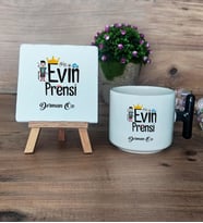 Evin Prensi Hediye Seti Kupa Bardak T Kulplu ve Dekoratif Taş Erkek Kardeşe Abiye Çocuğa Doğum Günü Hediyesi (Model 6)