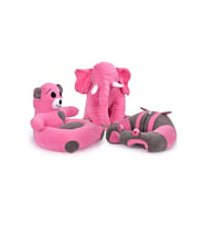TOKKO Lüks Üçlü set - Bebeyatmaz + 60 Cm Uyku Fili + Peluş Ayıcık - Antibakteriyel 3'Lü Set (Gri - Pembe)