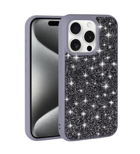 Vendas Apple iPhone 15 Pro Kılıf Parlak Taşlı Tasarım Zore Pırlanta Kapak (Gri)