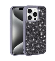 Vendas Apple iPhone 15 Pro Kılıf Parlak Taşlı Tasarım Zore Pırlanta Kapak (Gri)