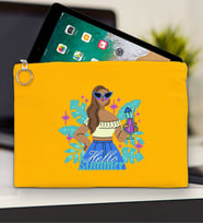 BK Gİft Yaz Temalı-3 Tablet Çantası 30x21cm(12 Renk Seçeneği), Ipad Çantası, Baskılı Tablet Kılıfı (Sarı)