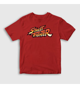 Presmono Unisex Çocuk Beyaz Logo Oyun Street Fighter T-Shirt 324100tt (Kırmızı)