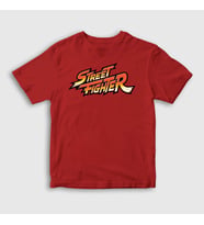 Presmono Unisex Çocuk Beyaz Logo Oyun Street Fighter T-Shirt 324100tt (Kırmızı)