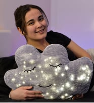 Led Işıklı Peluş Bulut Yastık (Gri)