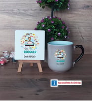 Blogger Dekoratif Taş, Kupa Bardak Kırmızı Hediye (Model 9)