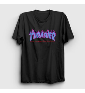 Presmono Unisex Beyaz Logo V2 Thrasher T-Shirt 278397tt (Siyah)