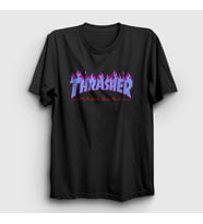 Presmono Unisex Beyaz Logo V2 Thrasher T-Shirt 278397tt (Siyah)